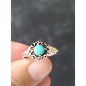 Boma 925 Sterling Silver Faux Turquoise Filigree Solitaire Ring SIZE US 8.5 READ